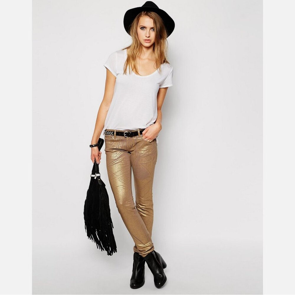 Zadig & Voltaire Deluxe Darkside Dore Gold Coated Jeans